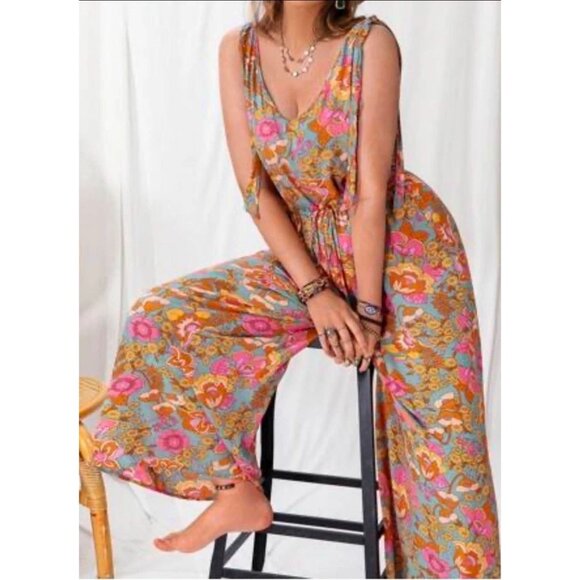 Rusttydustty Pants - Rusttydustty Floral Raccolta Carta Jumpsuit 2XL Hippie Boho